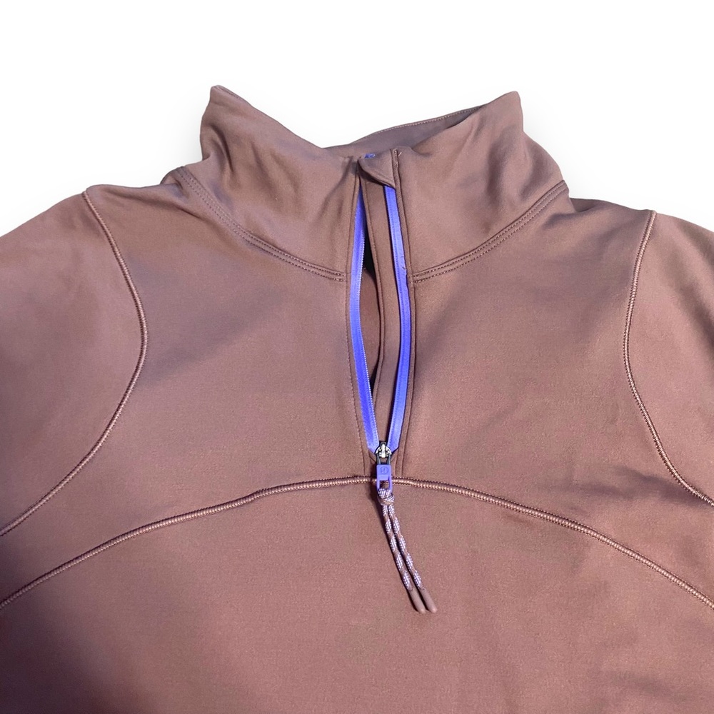 Lululemon Athletics TOPS TECH fleece Hiking Brown Cropped Quarter Zip Sz 10 - Picture 6 of 11